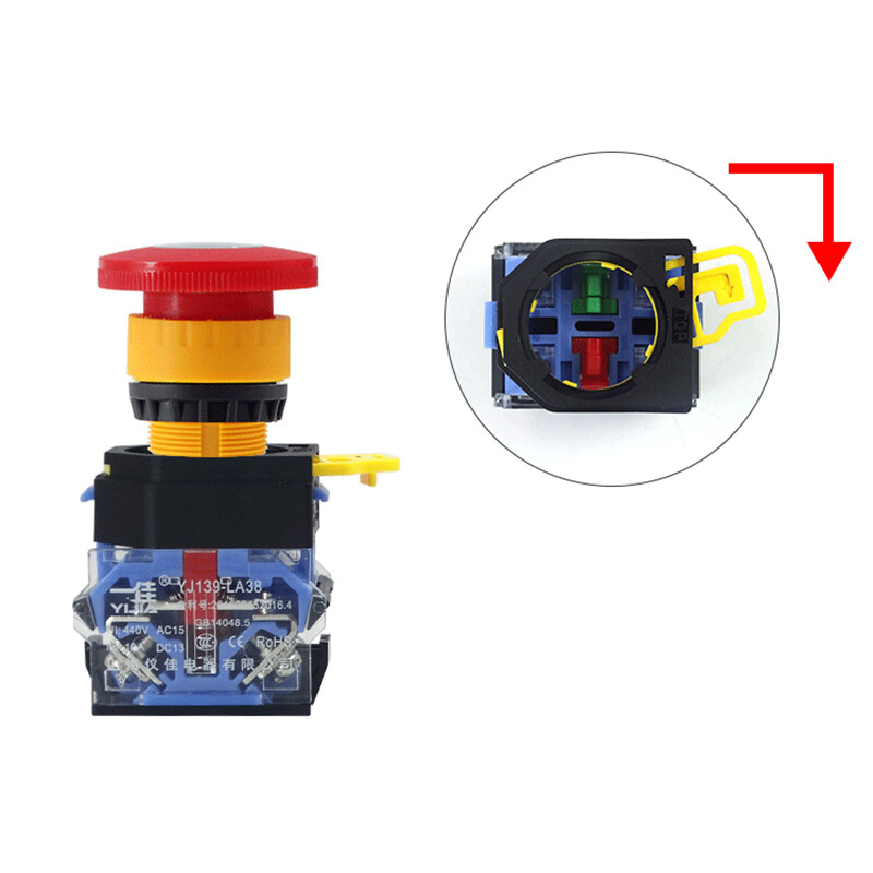 Emergency Stop Station Switch 22mm Push Button Switch 10A 440V 1NO 1NC Latching