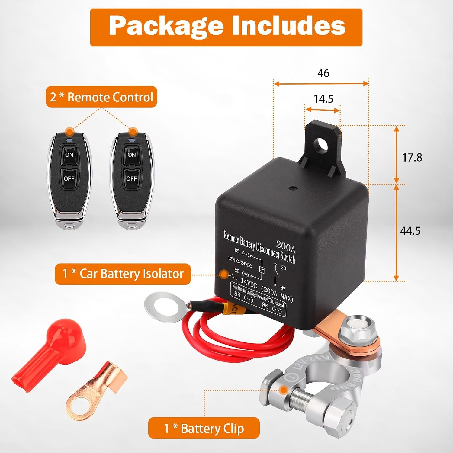 Remote Battery Disconnect Switch 12V Battery Kill Switch for Car, 200A Upgraded