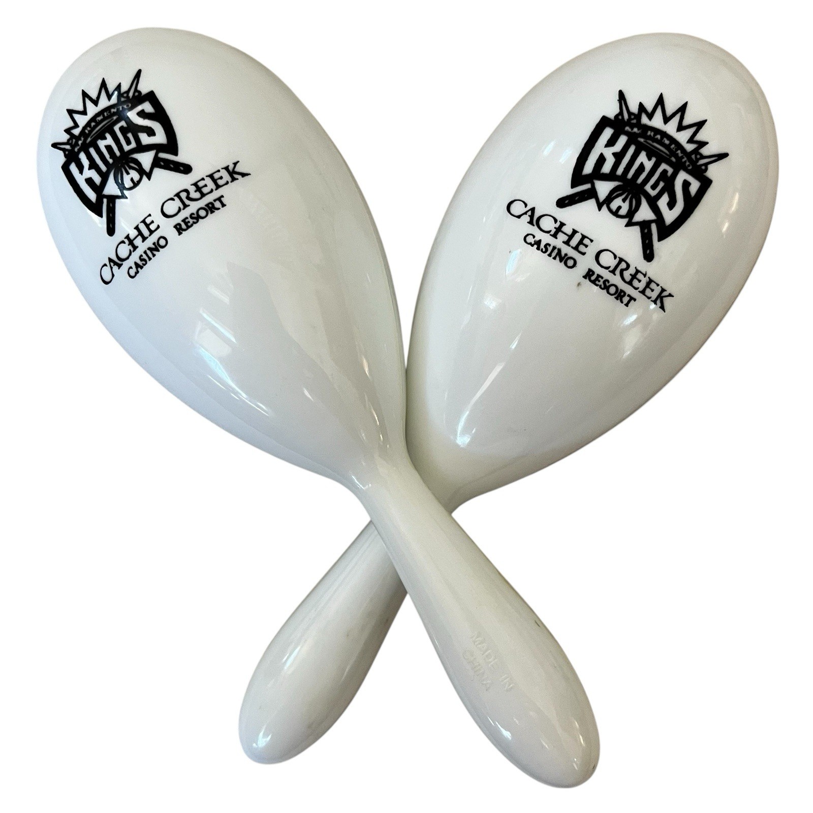 Pair of Maracas Sacramento Kings NBA White Latin Percussion Cache Creek Casino