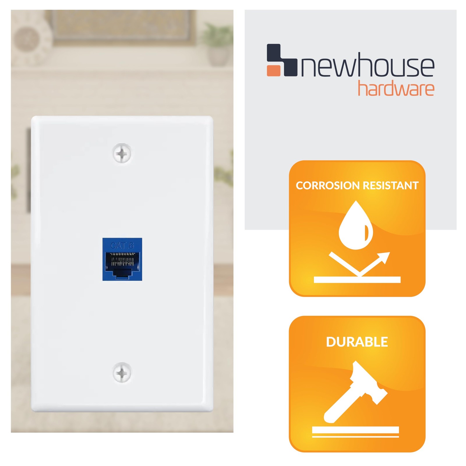 Ethernet Wall Plate, White, 1Pack