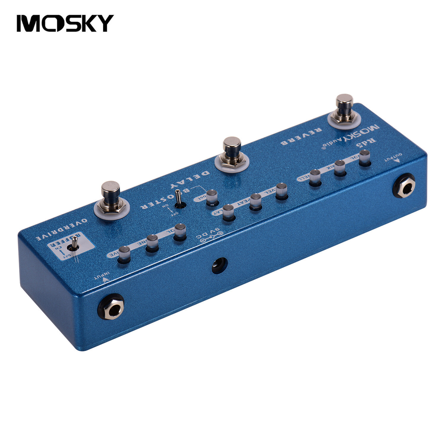 MOSKY Audio 5-in-1 Guitar Multi-Effects Reverb Delay Booster Overdrive Buffer