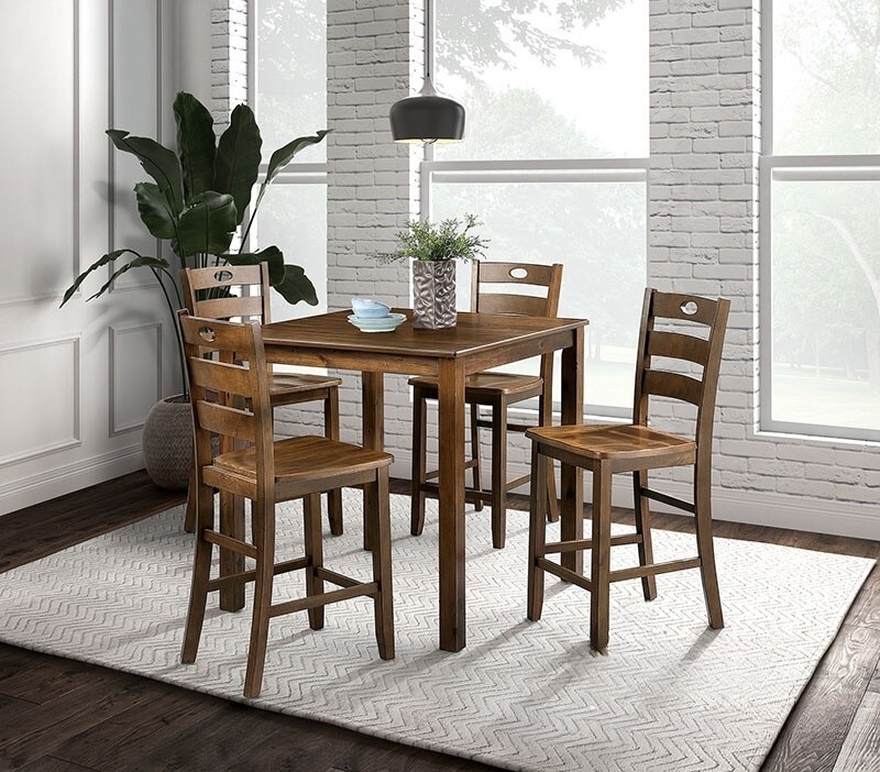 Solid Wood Traditional Dining Table Set of 5 Walnut Finish 1 Table and 4 Chairs