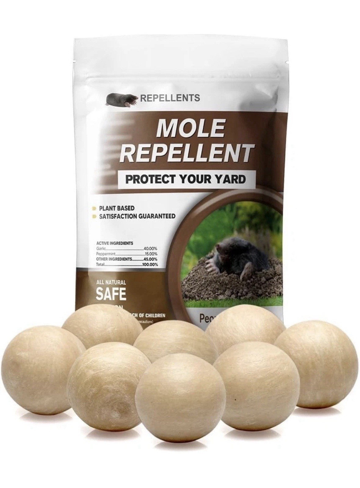 Plant-Based Mole Repellent Balls for Moles, Powerful Mole Deterrent for Yard