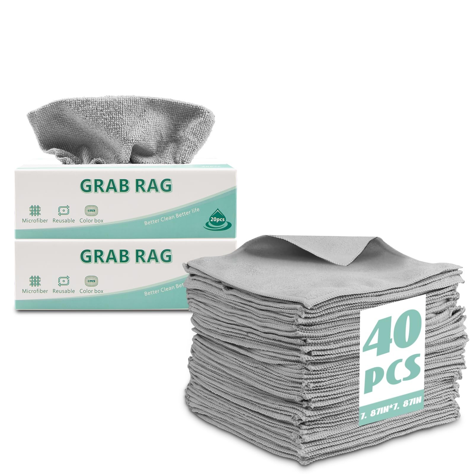 Microfiber Rags in A (2 Pack 40 Count) Cleaning Cloths Reusable Lint Towels S...