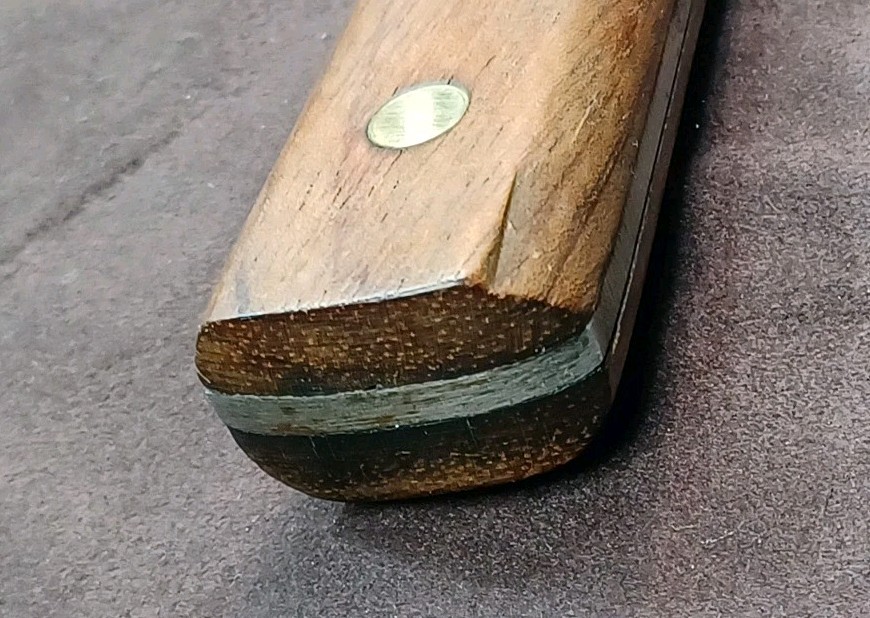 Vtg Very Nice Well Balanced 5.5" Carbon Steel Cleaver, W/ Wood Scales, Unbranded