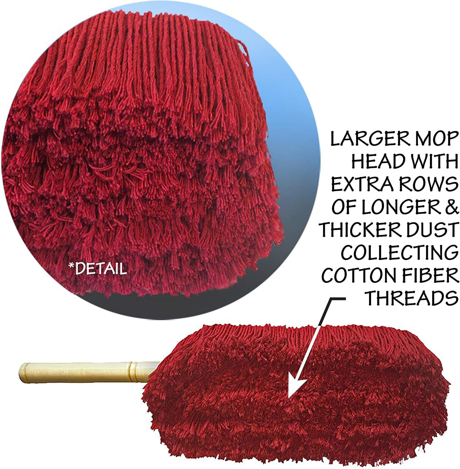 Premium Extra Large Car Duster with Durable Solid Wood Handle Includes Storage C