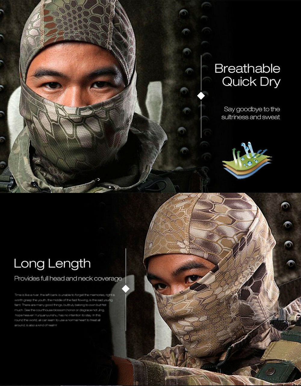 Camo Tactical Military Face Mask Balaclava Cap Hat Outdoor Airsoft Motorcycle US