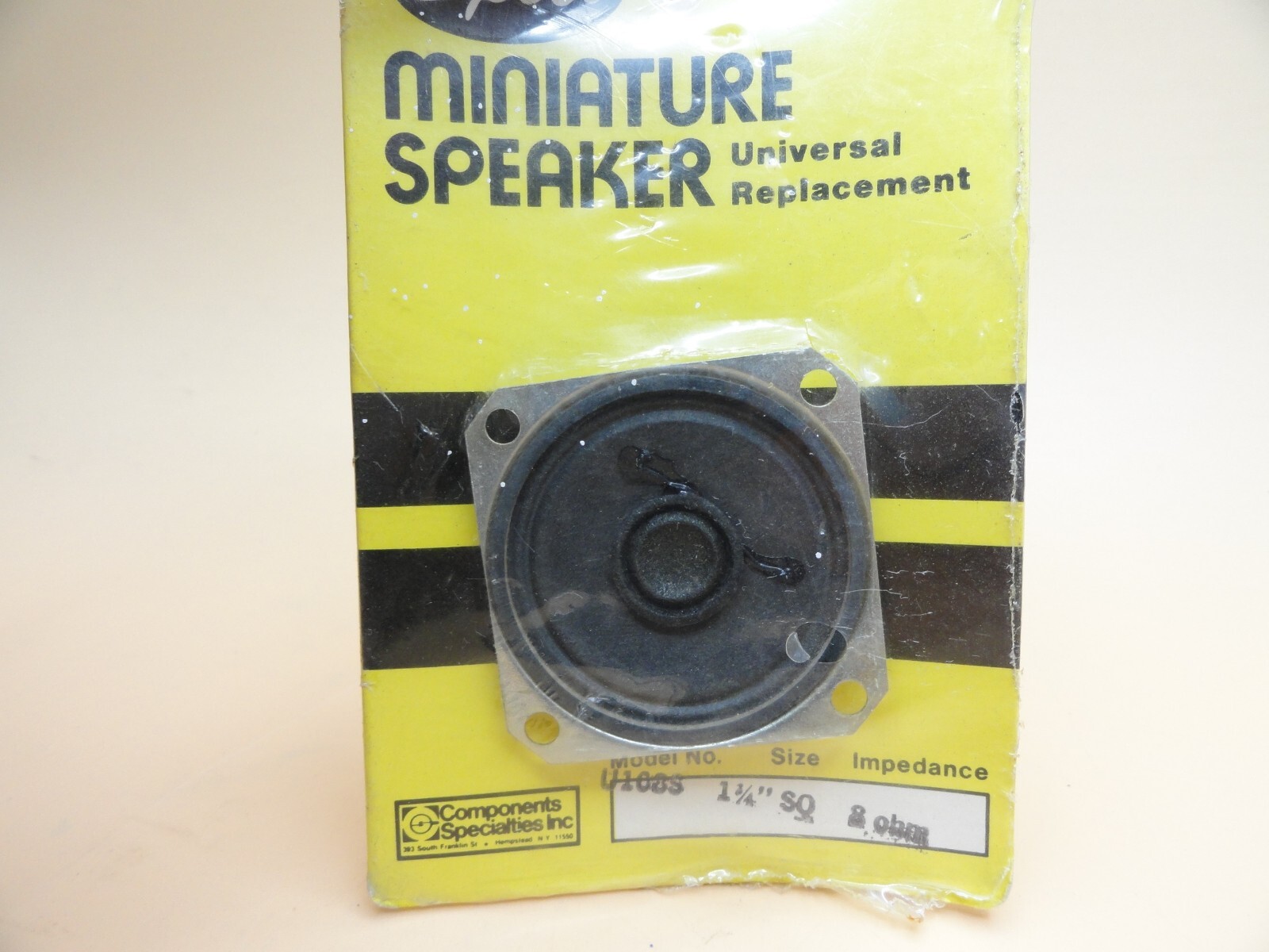 SPECO 1 3/4" SQUARE MINI SPEAKER 8 OHM .1 WATT NEW / NOS (Qty 1)