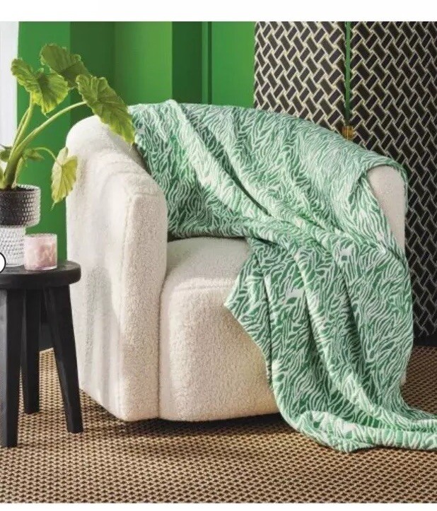 Diane Von Furstenberg Sea Twig Green Throw Blanket DVF for Target 50 X 60 💋