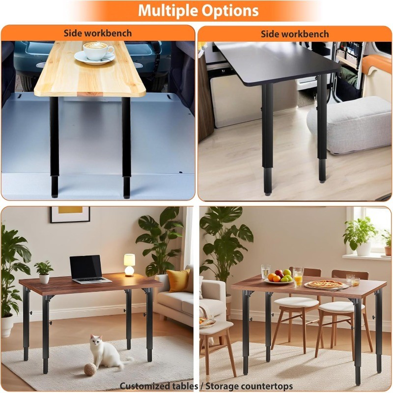 Folding Adjustable Square Table Legs 4 PCS Adjustable Height 25-34DIY Desk Legs