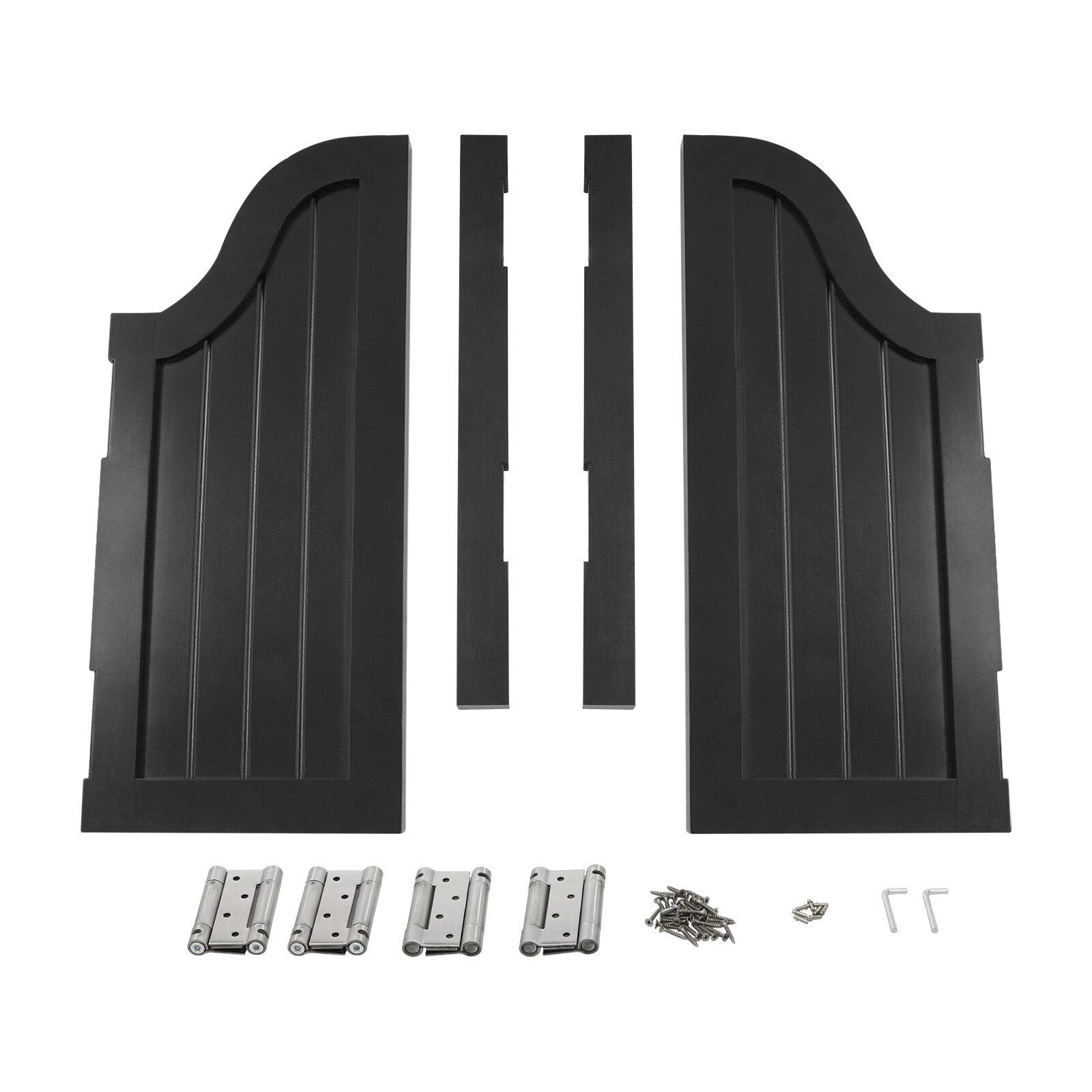 Modern Swing Solid Wood Door Vertical Stripe Partition Door 70x70cm Black