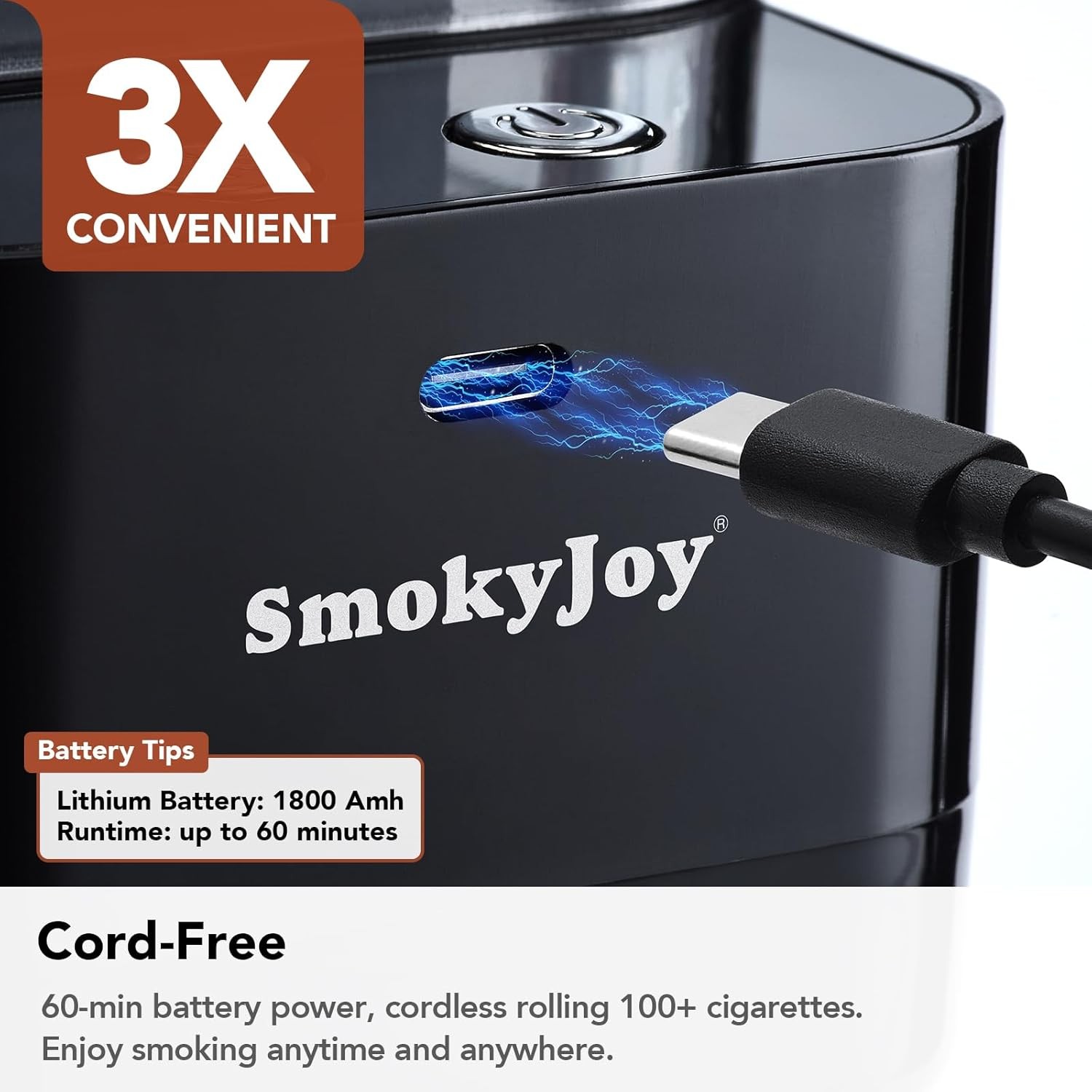 Cord-Free Automatic Cigarette Rolling Machine Electric Roller Cone Loader Machin