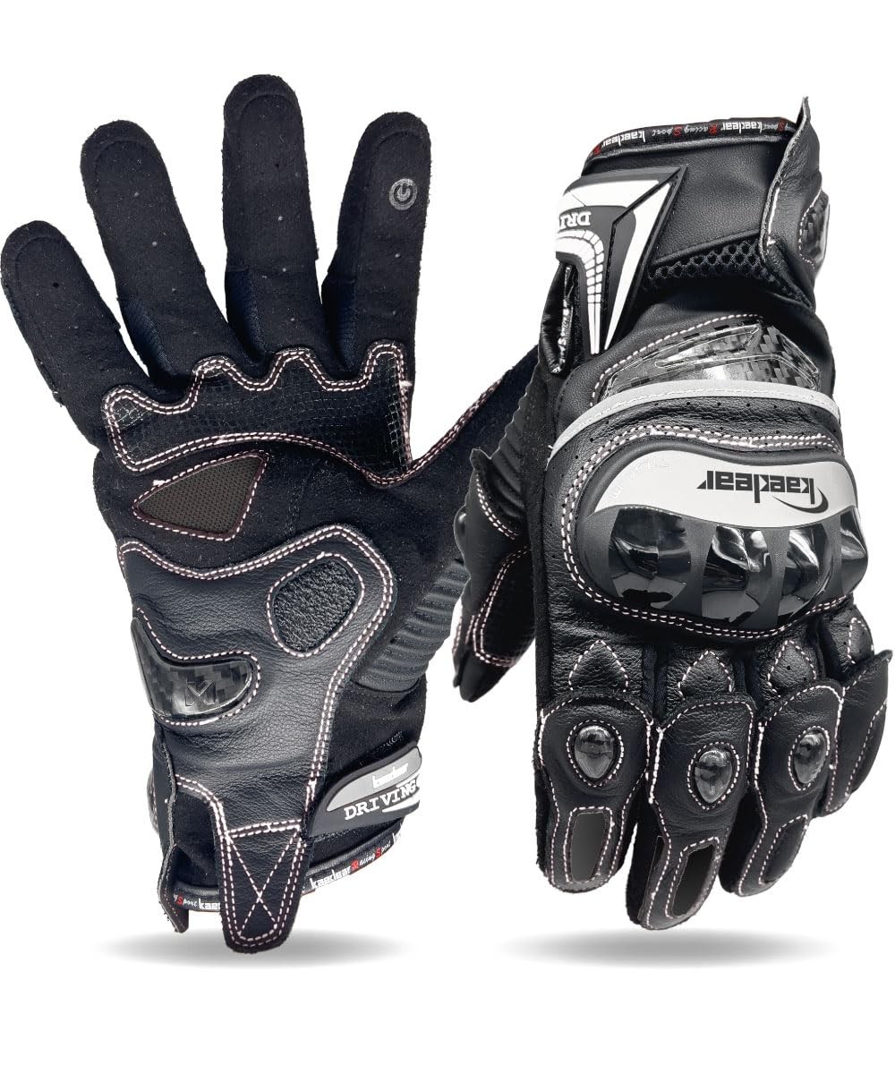Kaedear Motorcycle Gloves, Mesh, Genuine Leather, Chino, Carbon Fiber, Hard (KDR