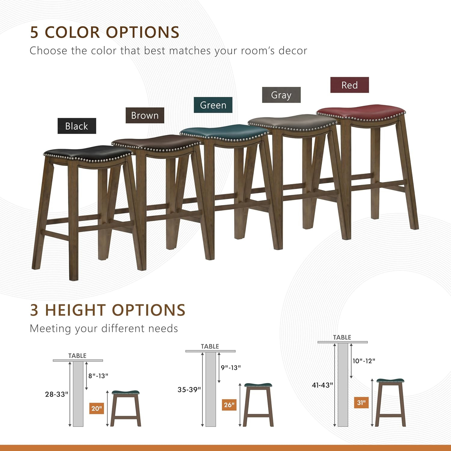 Ordway Green Solid Wood Bar Stools - 30" Saddle Height Seating