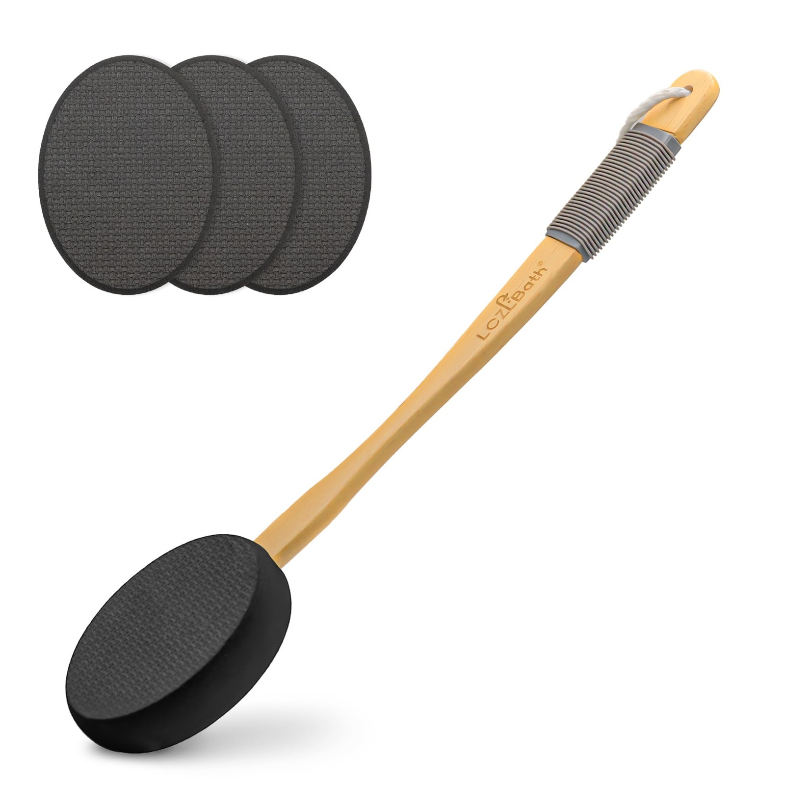 Lotion Applicator for Back Self Elderly with 4 Replaceable Pads 4 Pads, Black