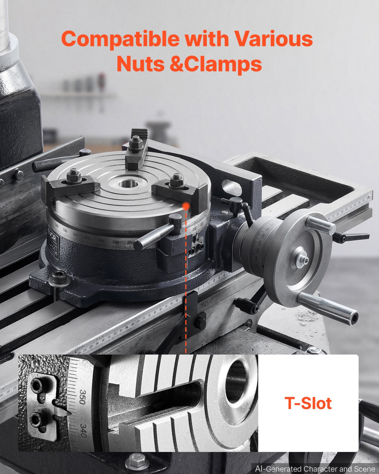 8" Horizontal Vertical Rotary Table Precision Milling Indexing Table Cast Iron
