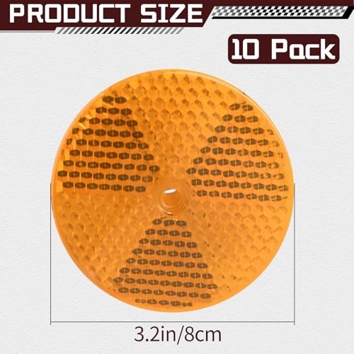 10 Pack Front Round Reflector, Safety Reflector Trailer Reflector, Amber