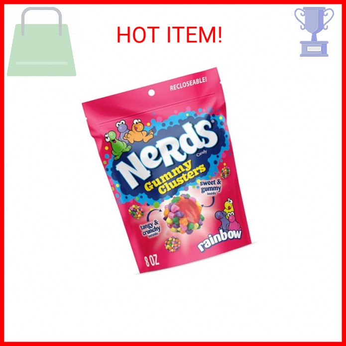 NERDS Gummy Clusters Candy, Rainbow, Crunchy and Gummy, 8 oz
