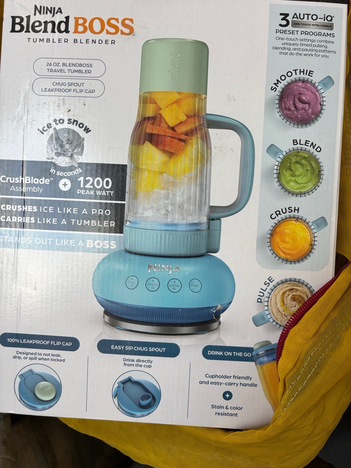 Ninja Blend BOSS Personal Smoothie Blender with 26oz Tumbler Blue- New