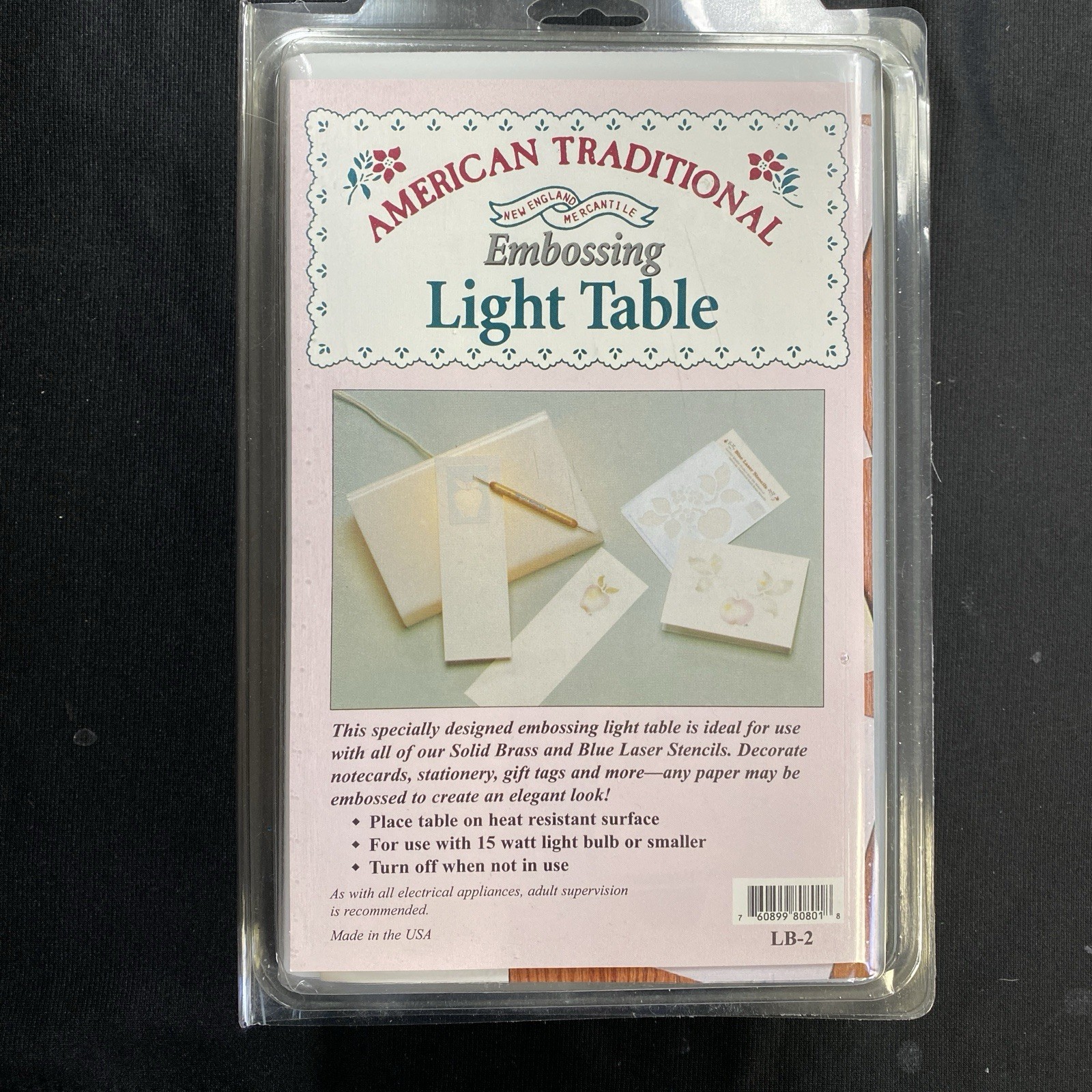 Light Box 4 Embossing Angled For Comfort Comes w/bulb, cord, tool, stencil