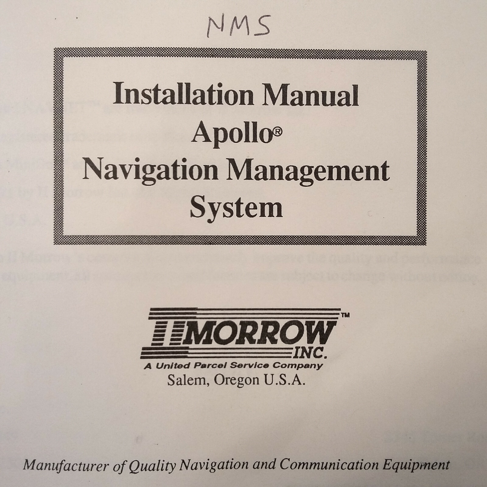 II Morrow  NMS Nav Management System install manual