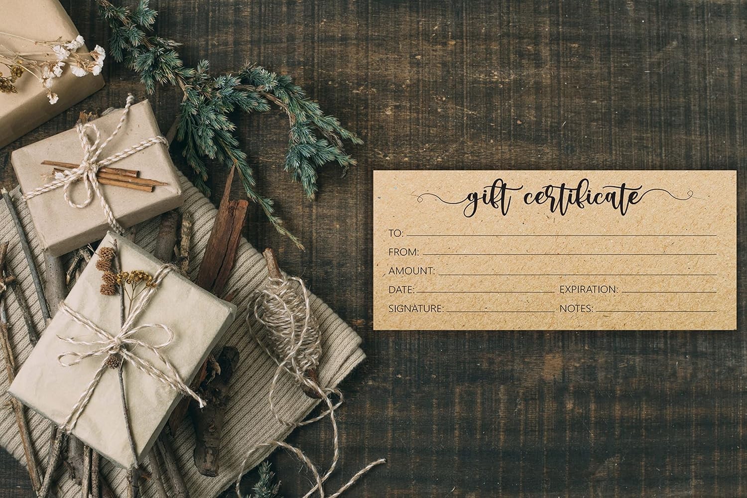 Blank Gift Certificates 25 Rustic Custom Gift Card Templates with Unique Designs