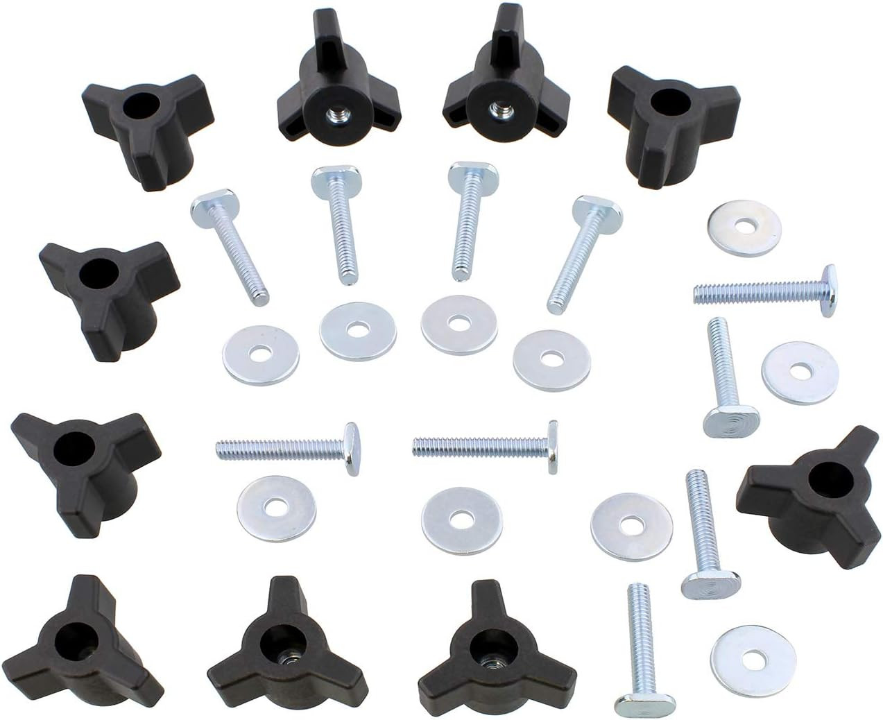 3 Star Knobs Kit - 10Pk 1/4In-20 Threaded Knob Set with Jig Knobs and Bolts for