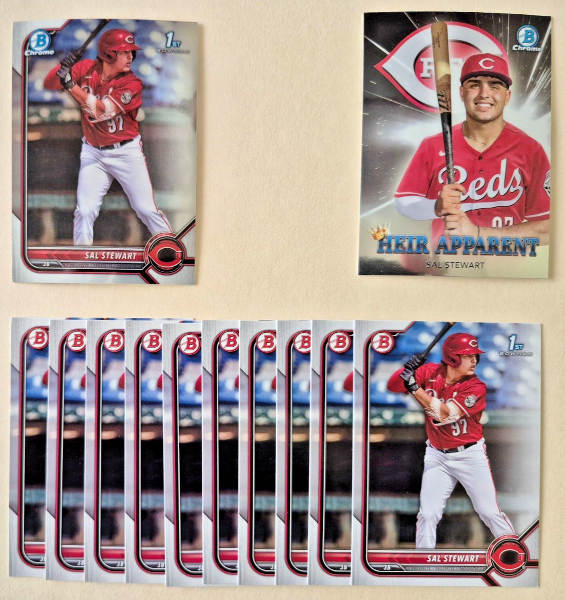 12x Lot Sal Stewart 2022 1st Bowman Chrome Draft Paper BDC-122 Reds Rookie RC