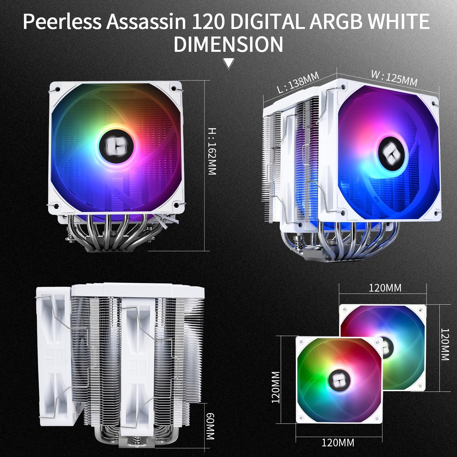 Thermalright Peerless Assassin 120 Digital ARGB White CPU Air Cooler,...