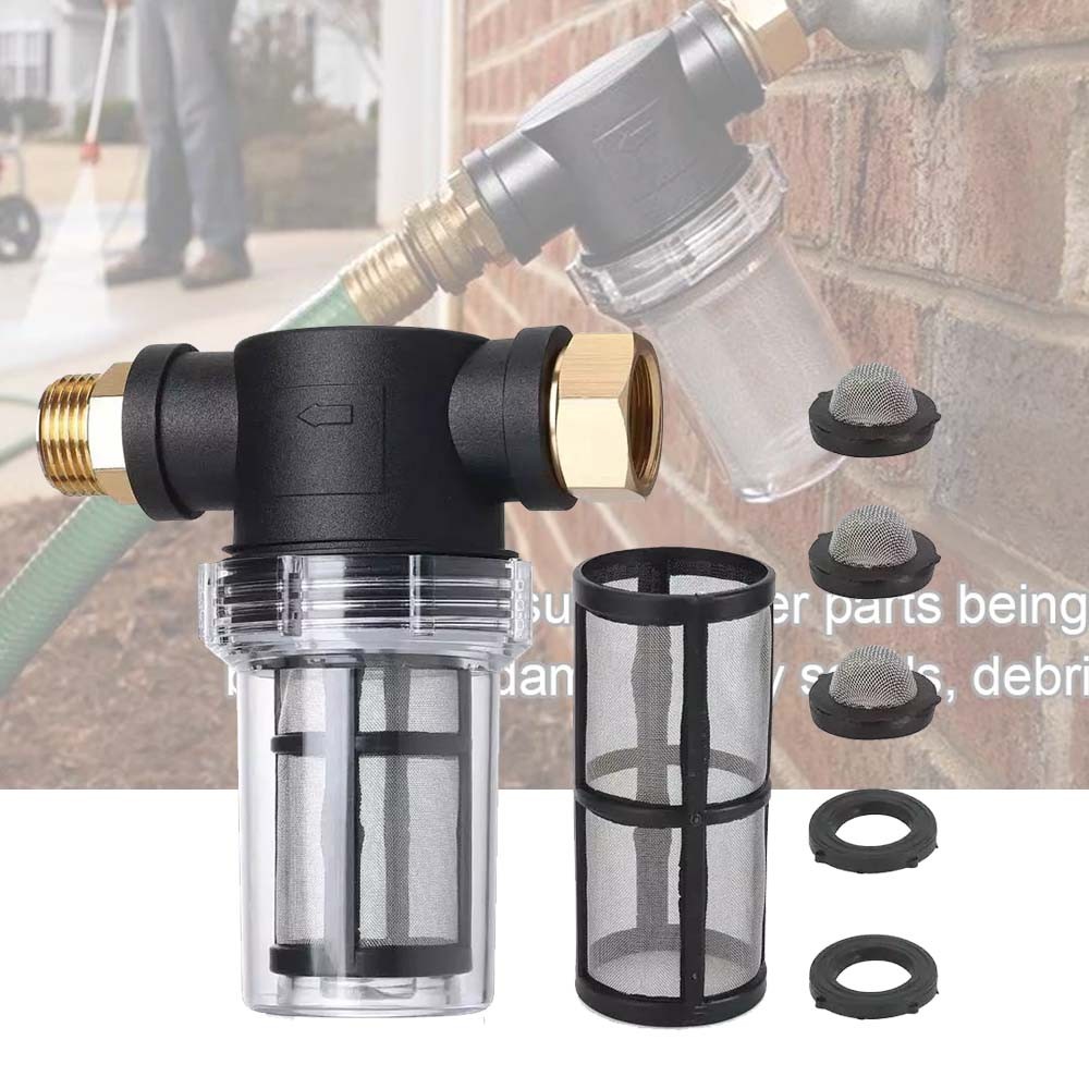 Inline Water Filter for Garden Hose with 40 Mesh and 100 Mesh Screen 2 ORings US