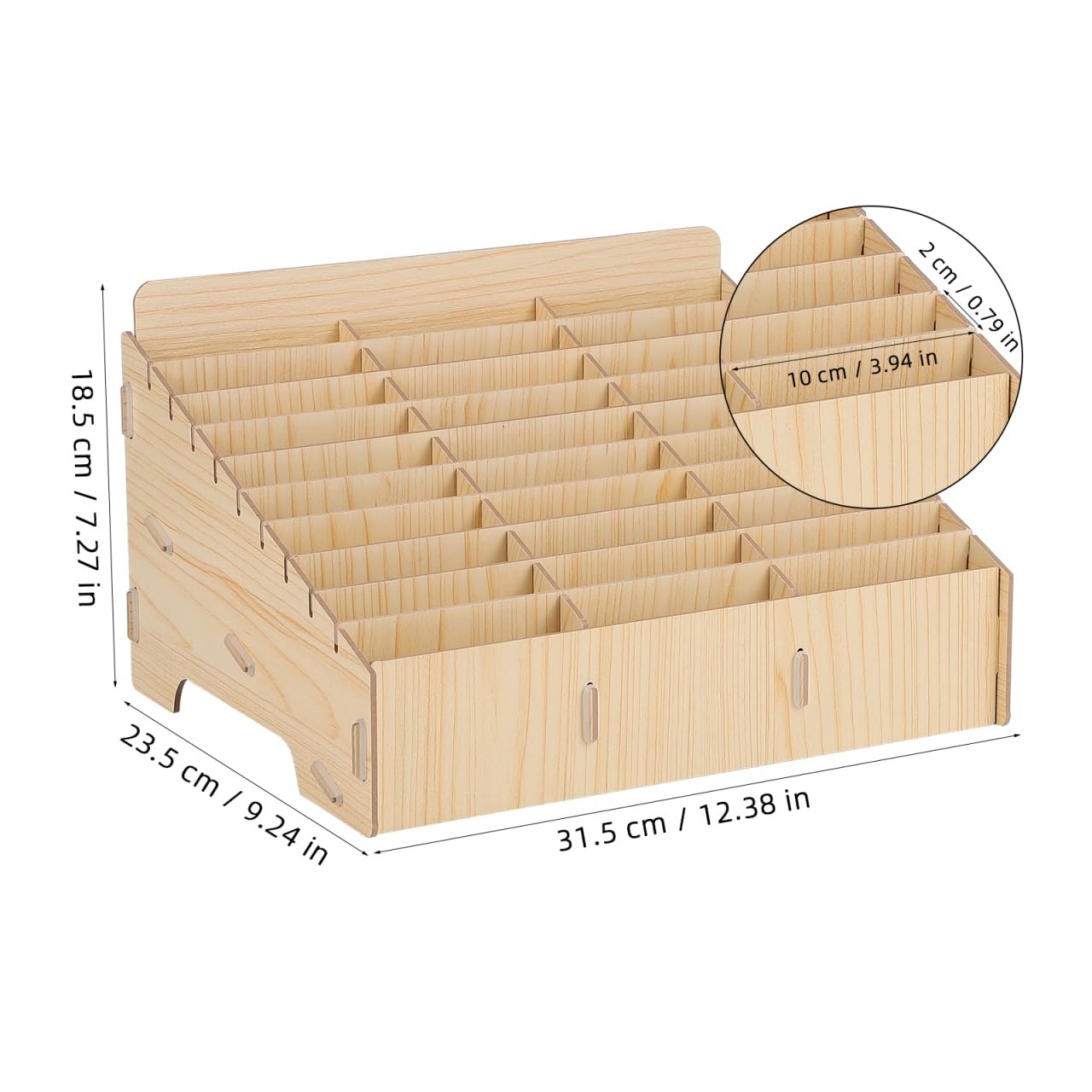 30-Grid Wooden Mobile Storage Box Cell Organizer Numbered Caddy for Classroom...