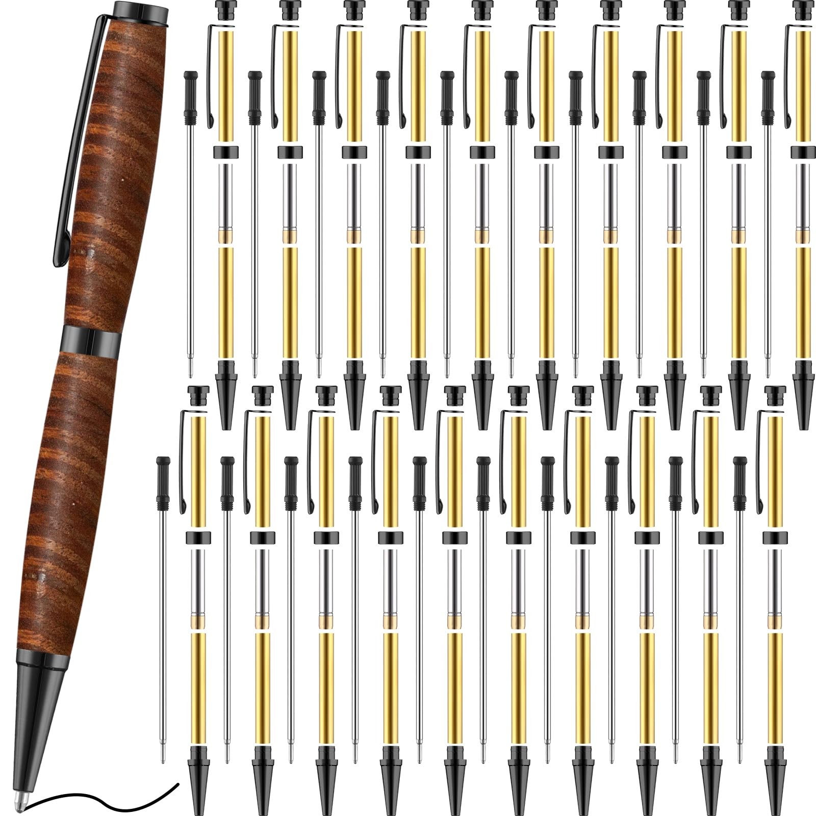 20 Pcs 7mm Slimline Twist Pen Kit Wood Turning Copper Lathe Supplies Black
