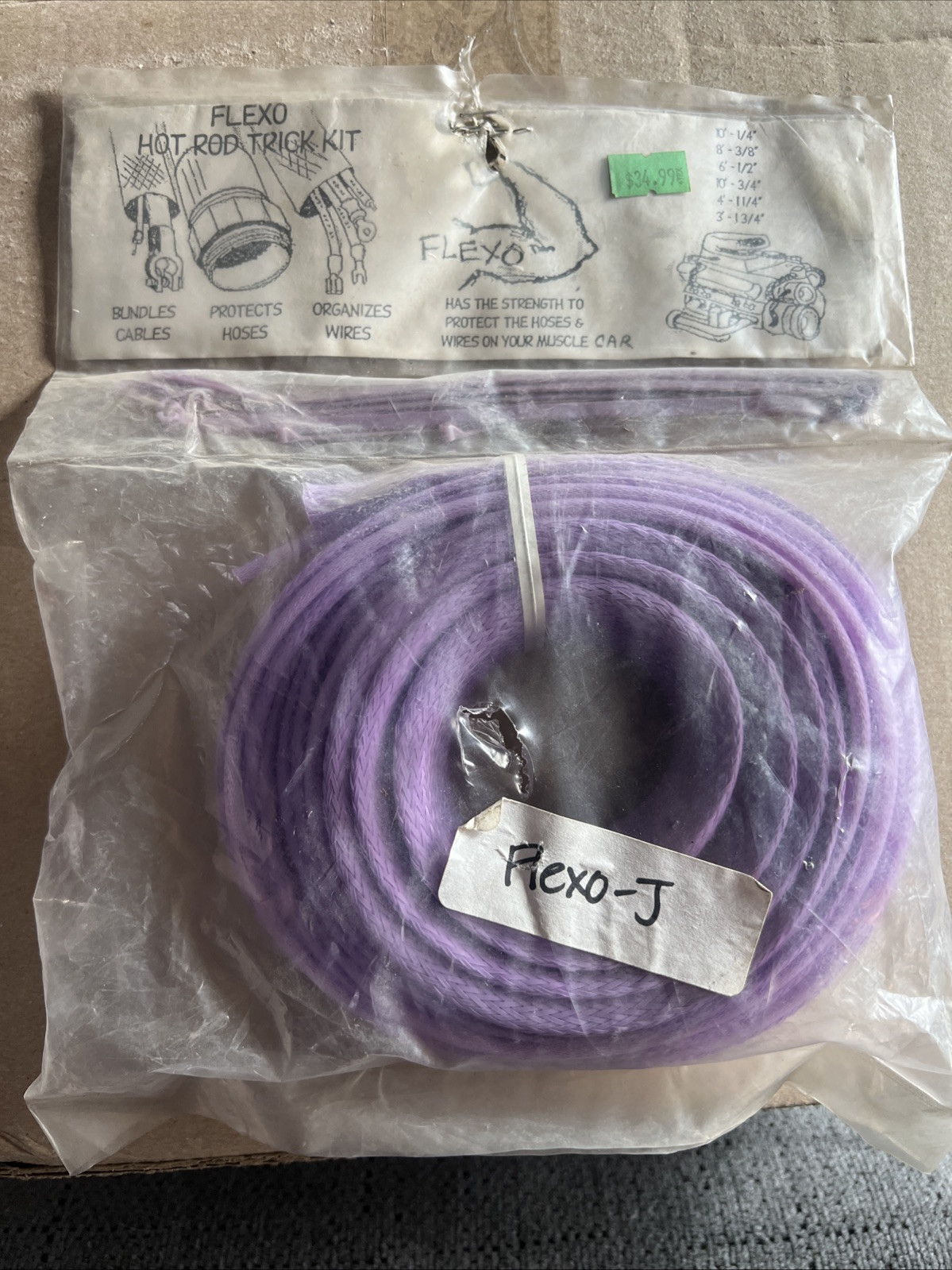 FLEXO Expandable Braided Sleeving Wire Cable Sleeve Purple 3’ 1 3/4”