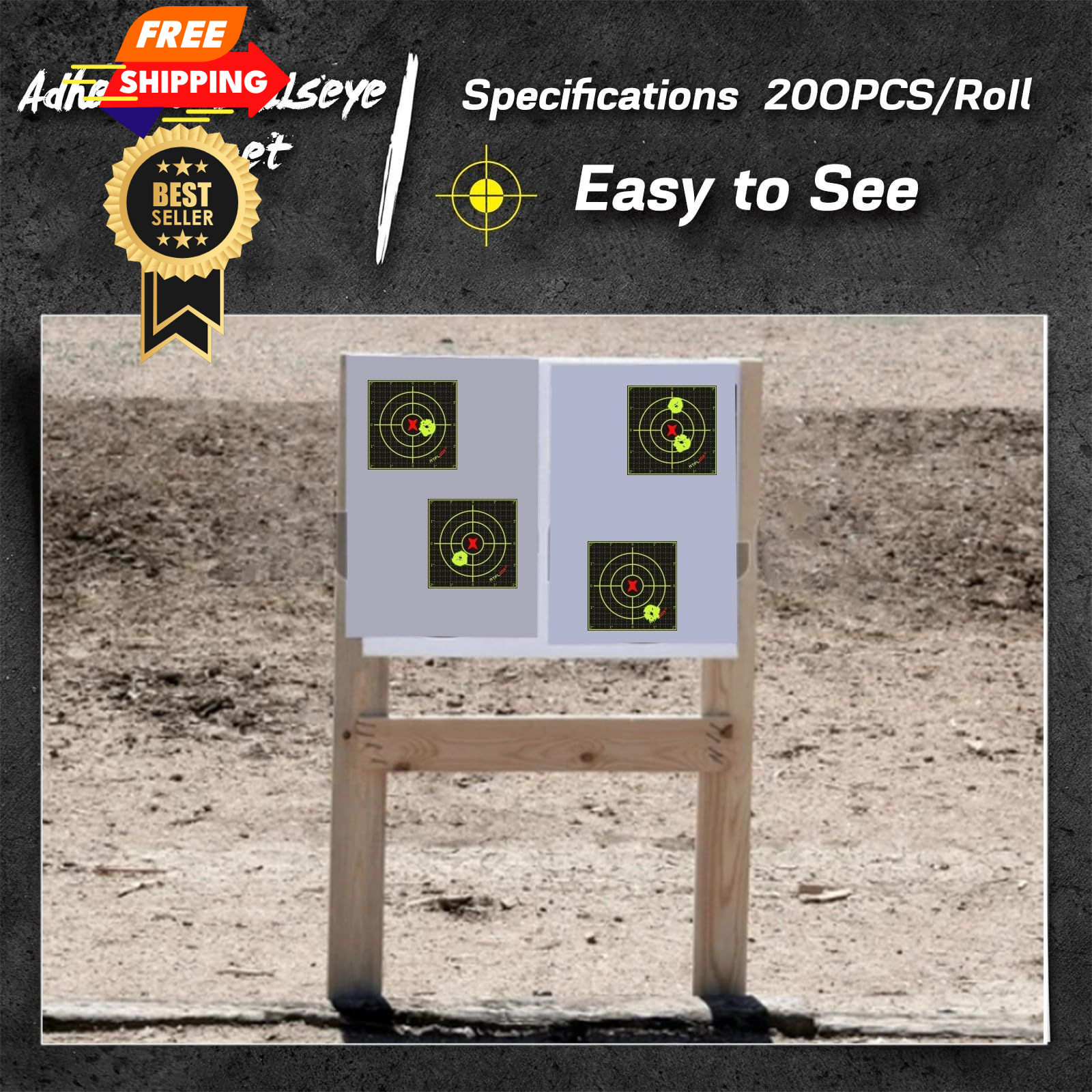 ATFLBOX Sight in Splatter Adhesive 4 inch Fluorescent 4'', Yellow