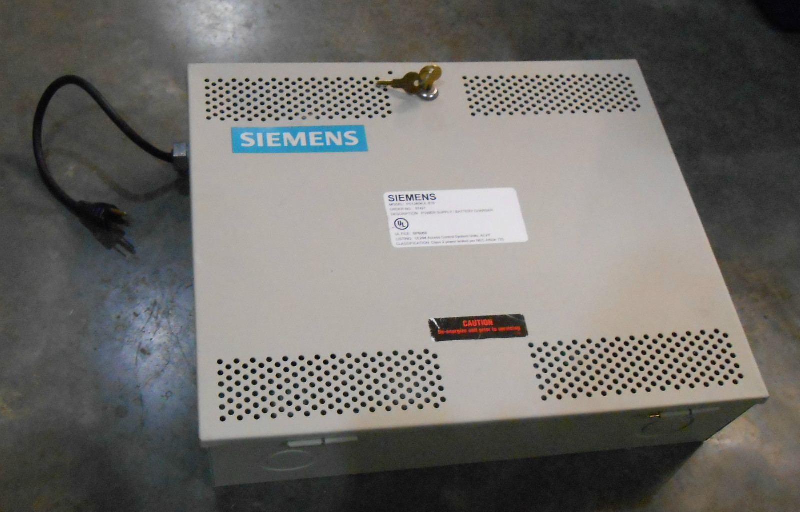 SIEMENS PS12404UL-810 Alarm Saf  POWER SUPPLY BATTERY CHARGER FIRE ALARM
