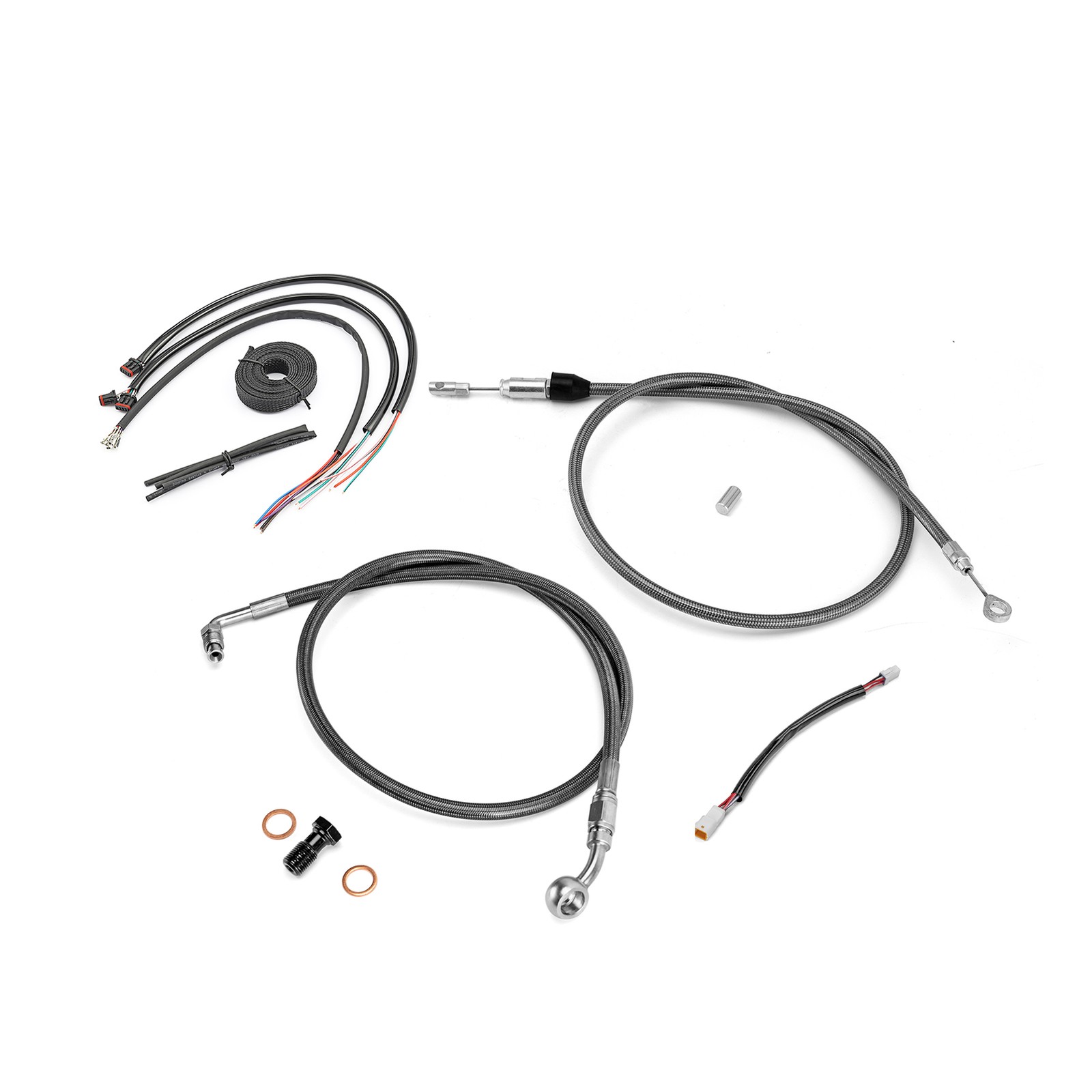 ABS Extended Black Cable Kit For Harley Softail Low Rider ST 16"-18" Handlebar