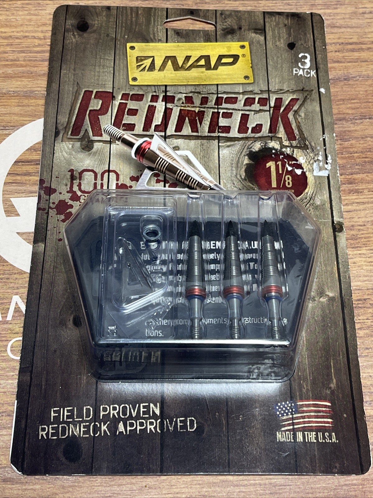 NAP Redneck 100 Gr. 1 1/8" Cut #51-414 Crossbow Blade Arrow Broadhead  (3) NEW