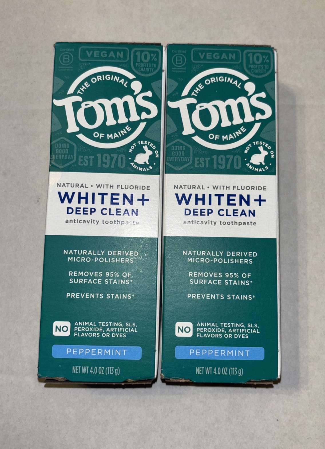 Tom’s Maine peppermint toothpaste - 2 packs 4.0oz
