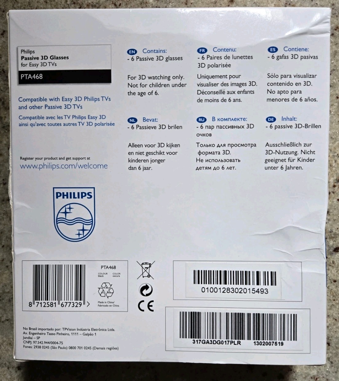 Philips PTA468 3D Glasses 6-pack