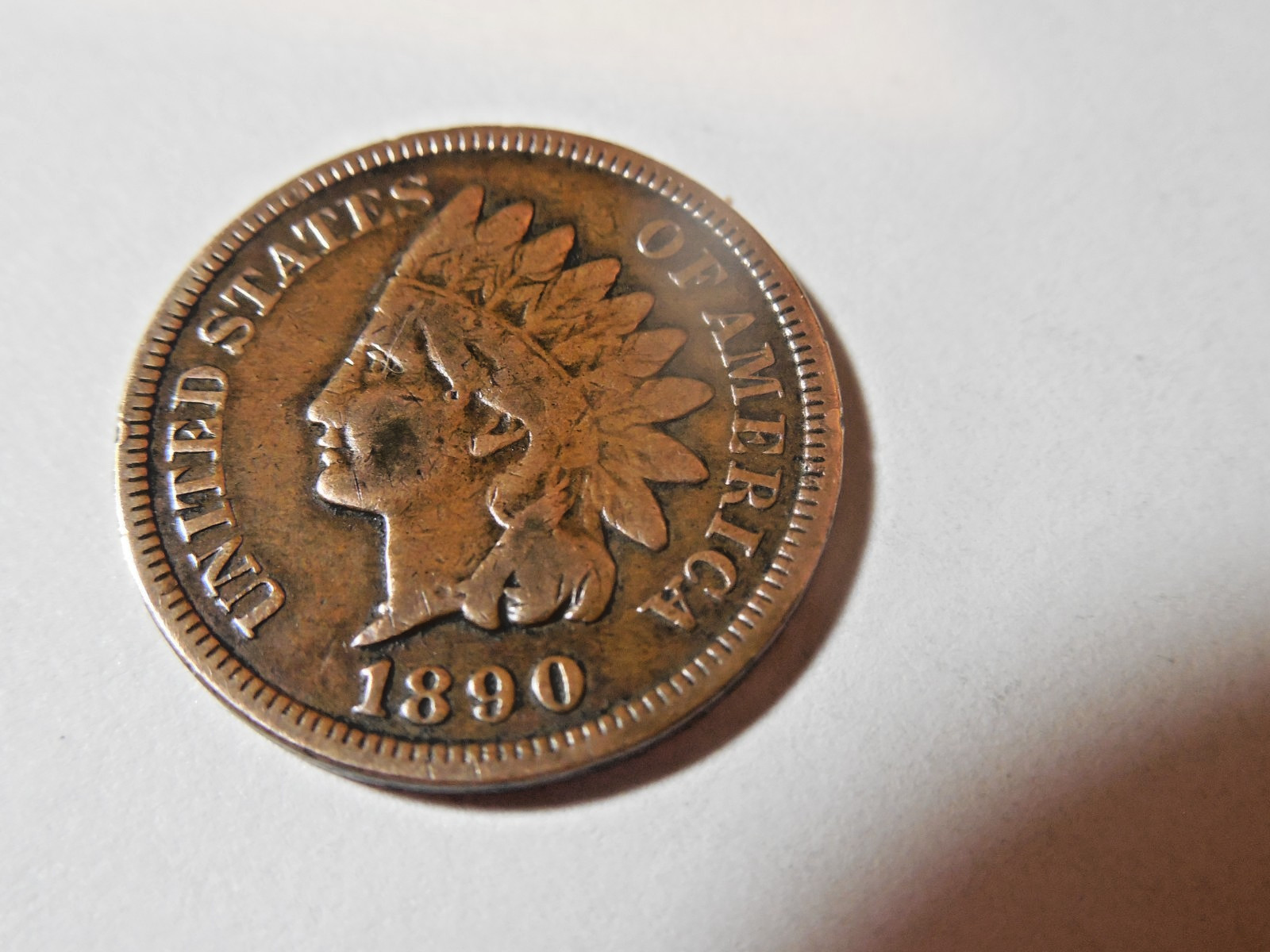 1890 Indian Head Penny in Fine condition. Liberty, great rim, clean coin.