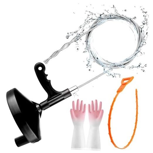 Drain Auger 25 Ft Plumbing Snake Snake Drain Clog Remove Tool Black