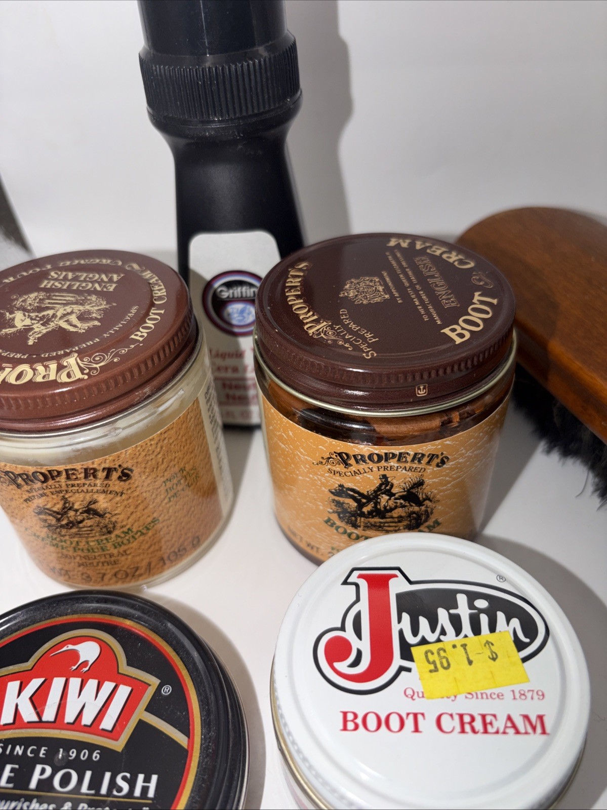 A Shoe Shining Kit with Different Materials