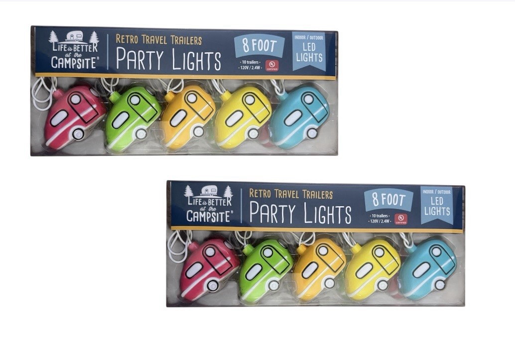 Lot Of 2 Camco Life is Better At Campsite Retro Travel Trailer Party Light Sets