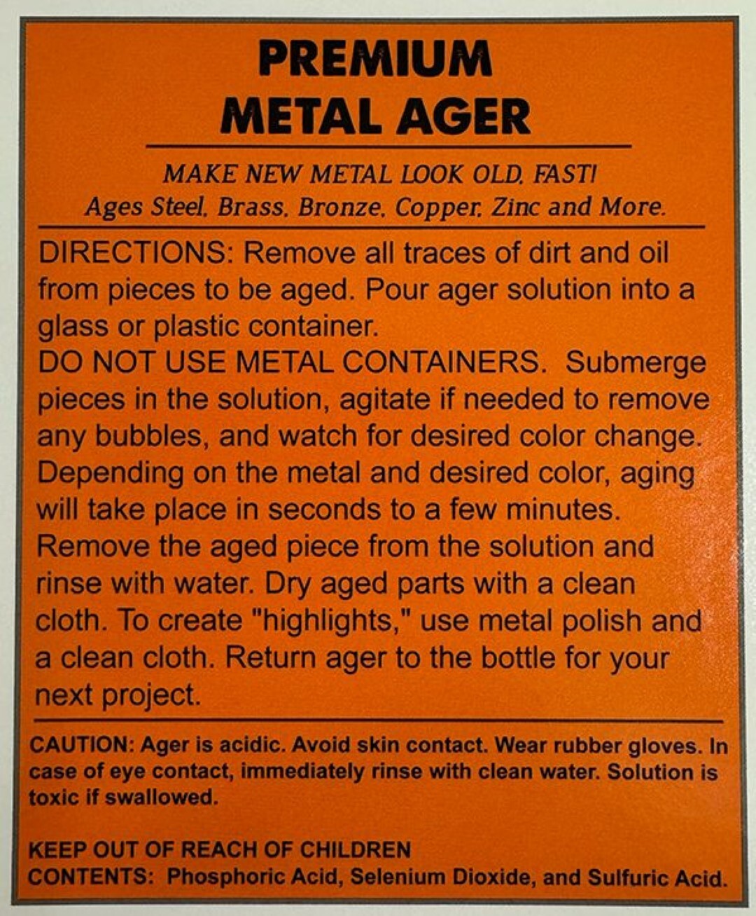 Metal Ager Darkening Solution antique vintage old metal tin steel copper brass