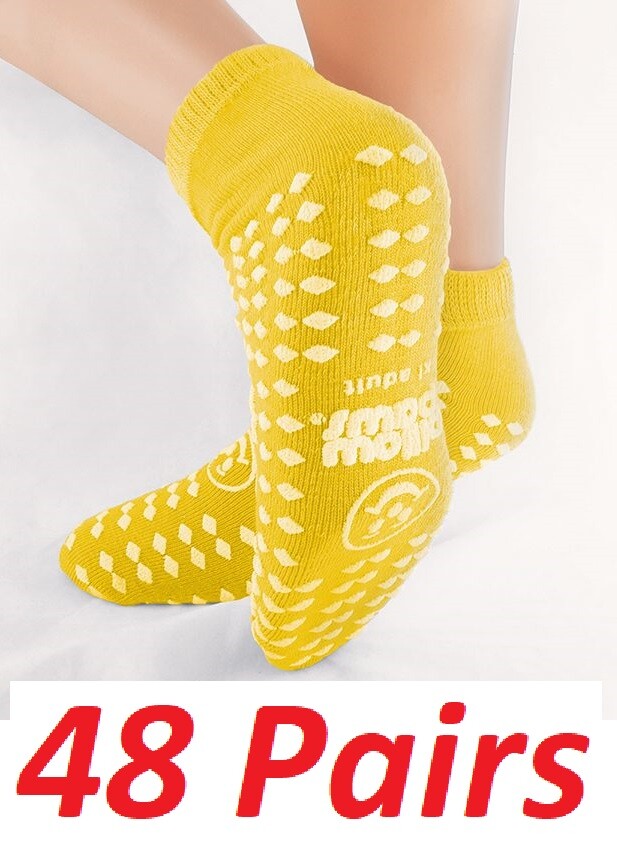 Pillow Paws 3912-001 Risk Alert Terries Slipper Socks Yellow XL Double Print, 48