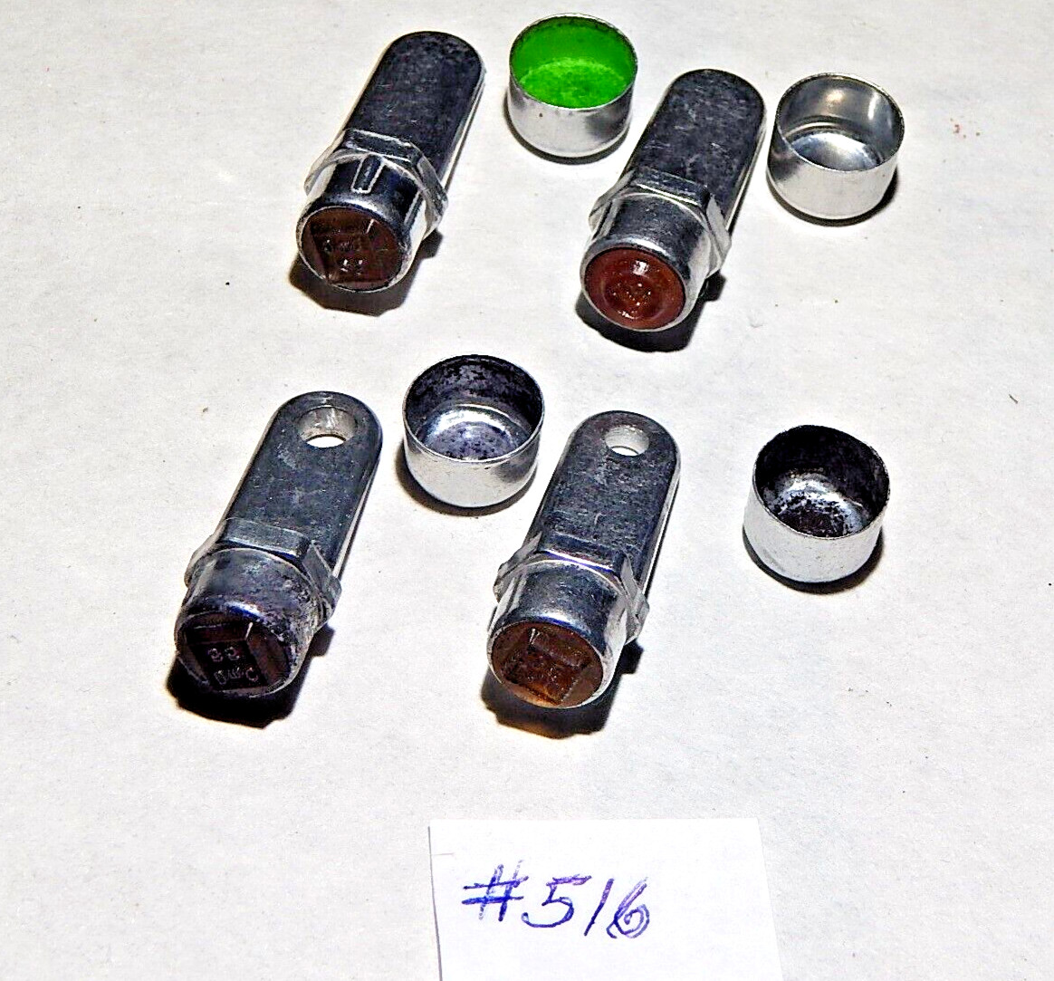 Lot of 4 Used #716 Metal Inspection Stamps with Caps