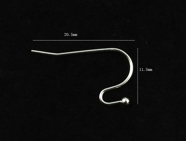 200PCS Silver Plate Ball Ear Wire Hooks Earring Findings #22615