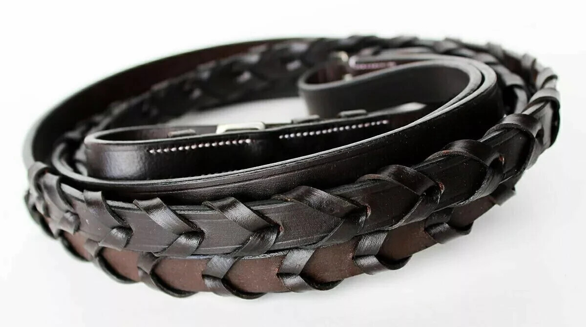 Padded Leather Show Plaited reins for Horse bridle.