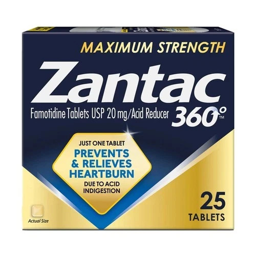 360° Maximum Strength 25 Tablets - Acid Reducer Zantc Exp 05/2026