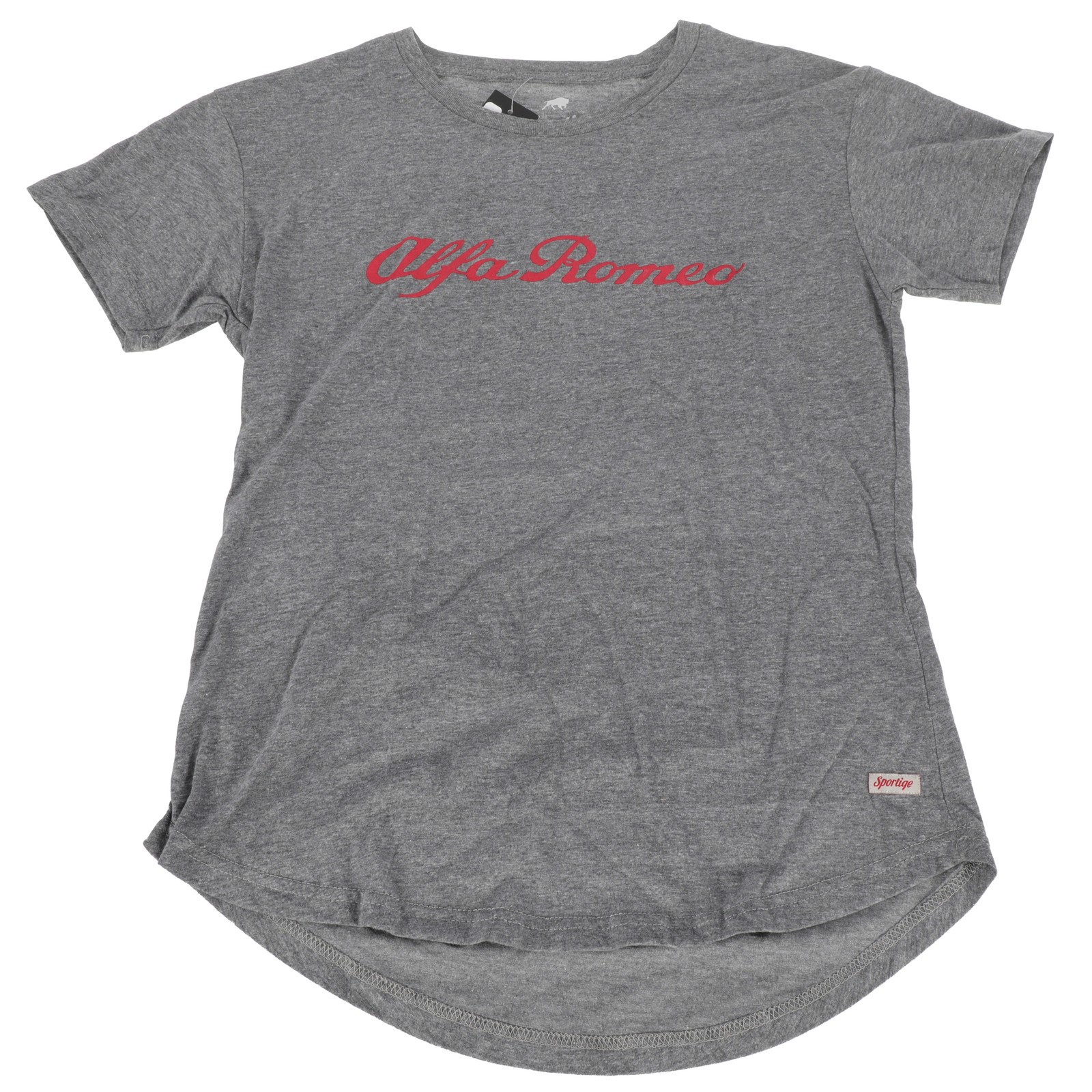 GENUINE ALFA ROMEO Sportiqe Ladie Sm Gray Short Sleeve T-Shirt Red Script R159D7